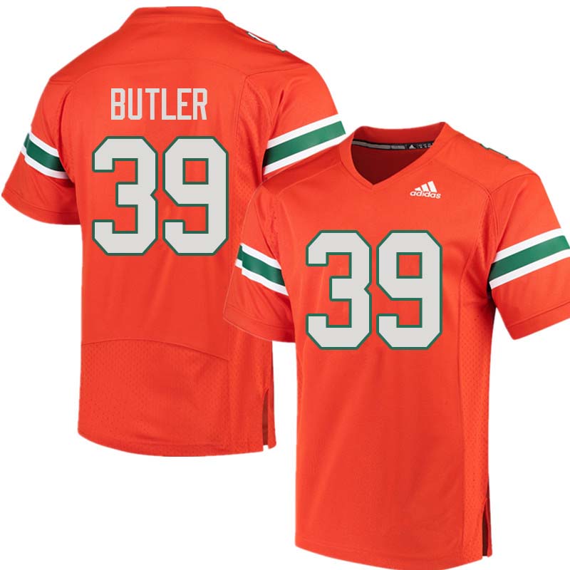 Adidas Miami Hurricanes #39 Jordan Butler College Football Jerseys Sale-Orange